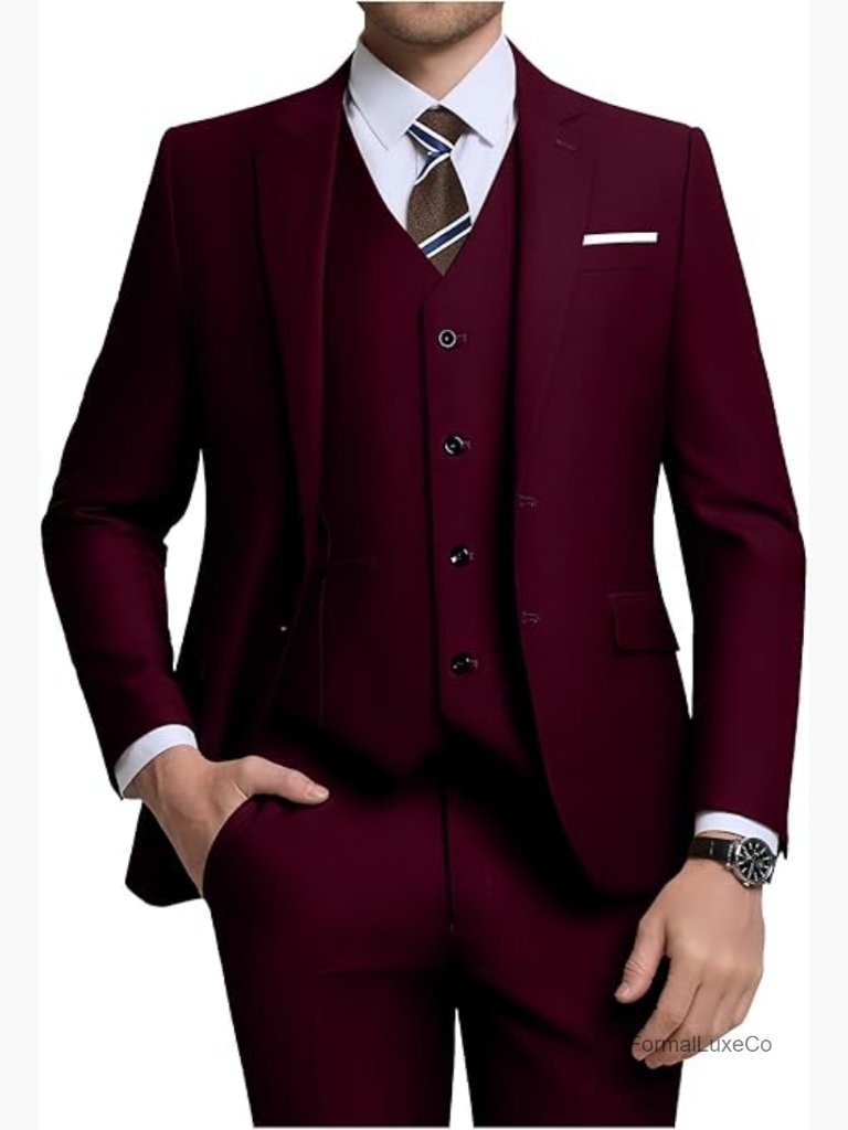 Men's 3 Piece Slim Fit Suit Set - Blazer Vest Pants For Wedding Business